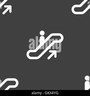 elevator, Escalator, Staircase icon sign. Seamless pattern on a gray background. Vector Stock Vector