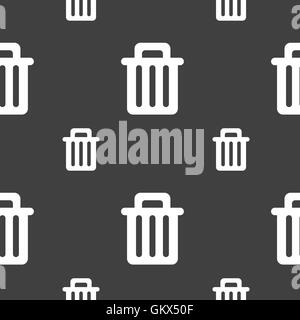 Recycle bin icon sign. Seamless pattern on a gray background. Vector Stock Vector