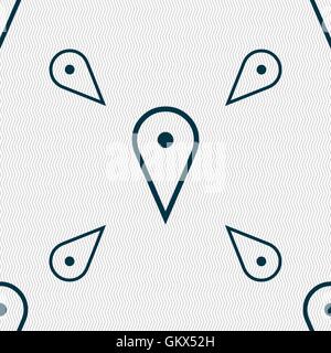 map poiner icon sign. Seamless pattern with geometric texture. Vector Stock Vector