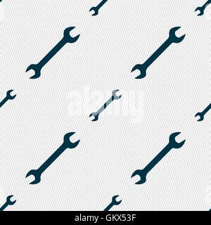 wrench icon sign. Seamless pattern with geometric texture. Vector Stock Vector