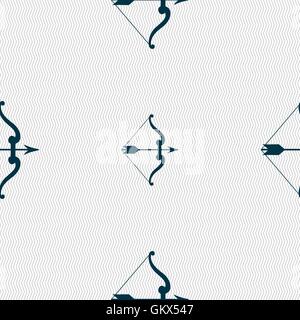 bow and arrow icon sign. Seamless pattern with geometric texture. Vector Stock Vector