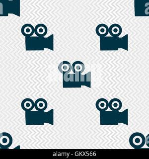 video camera icon sign. Seamless pattern with geometric texture. Vector Stock Vector