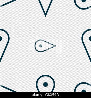 map poiner icon sign. Seamless pattern with geometric texture. Vector Stock Vector