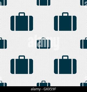 suitcase icon sign. Seamless pattern with geometric texture. Vector Stock Vector