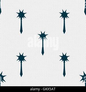 Mace icon sign. Seamless pattern with geometric texture. Vector Stock Vector