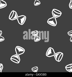 hourglass icon sign. Seamless pattern on a gray background. Vector Stock Vector