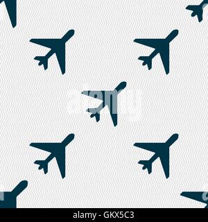 airplane icon sign. Seamless pattern with geometric texture. Vector Stock Vector