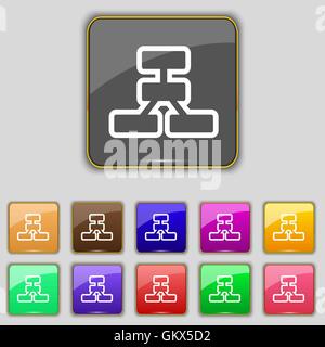 Network icon sign. Set with eleven colored buttons for your site. Vector Stock Vector