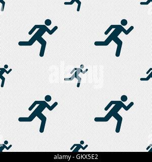 running man icon sign. Seamless pattern with geometric texture. Vector Stock Vector
