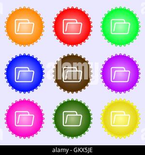 Folder icon sign. A set of nine different colored labels. Vector Stock Vector