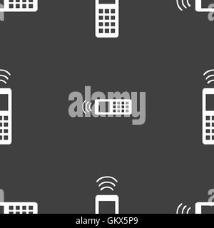 the remote control icon sign. Seamless pattern on a gray background. Vector Stock Vector