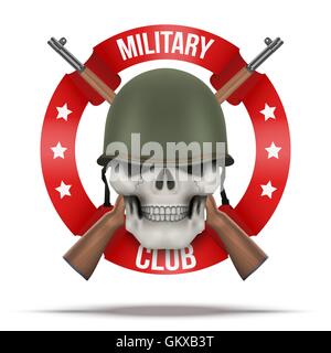 Symbol of Military green helmet and skull Stock Vector