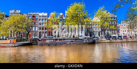 Pictorial canals of Amsterdam, Hoallnd Stock Photo