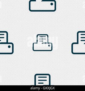 Printing icon sign. Seamless pattern with geometric texture. Vector Stock Vector