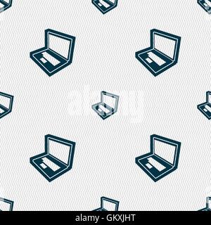 Laptop icon sign. Seamless pattern with geometric texture. Vector Stock Vector