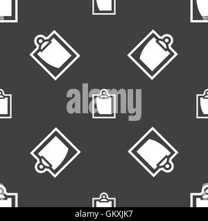 sheet of paper icon sign. Seamless pattern on a gray background. Vector Stock Vector