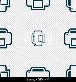 Printing icon sign. Seamless pattern with geometric texture. Vector Stock Vector