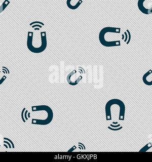 Magnet icon sign. Seamless pattern with geometric texture. Vector Stock Vector