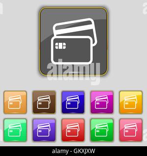 Credit card icon sign. Set with eleven colored buttons for your site. Vector Stock Vector