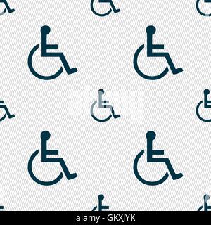 disabled icon sign. Seamless pattern with geometric texture. Vector Stock Vector