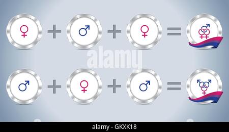 Bisex symbols and sign with flags Stock Vector