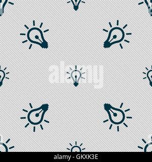 Light bulb icon sign. Seamless pattern with geometric texture. Vector Stock Vector