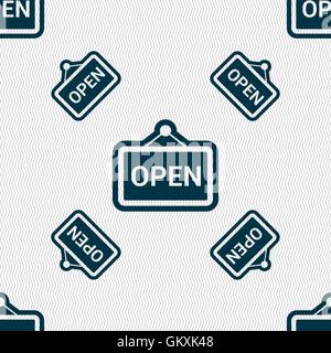 open icon sign. Seamless pattern with geometric texture. Vector Stock Vector