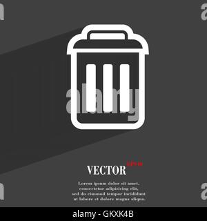 the trash icon symbol Flat modern web design with long shadow and space for your text. Vector Stock Vector