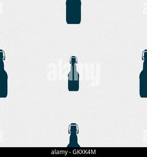 bottle icon sign. Seamless pattern with geometric texture. Vector Stock Vector