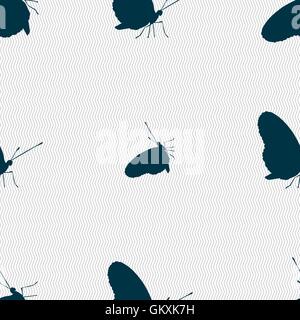 butterfly icon sign. Seamless pattern with geometric texture. Vector Stock Vector
