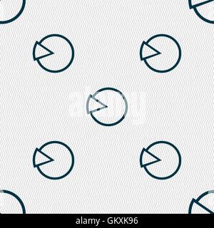Pie chart graph icon sign. Seamless pattern with geometric texture. Vector Stock Vector
