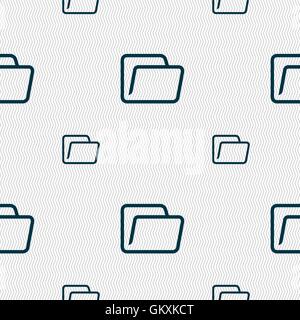 Folder icon sign. Seamless pattern with geometric texture. Vector Stock Vector