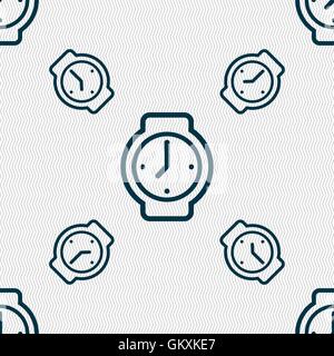 watches icon sign. Seamless pattern with geometric texture. Vector Stock Vector