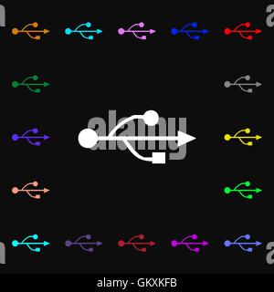 USB iconi sign. Lots of colorful symbols for your design. Vector Stock Vector