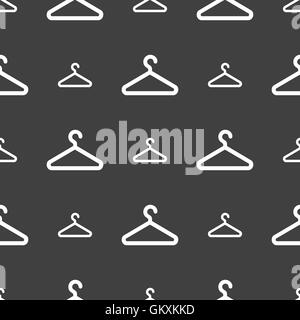 clothes hanger icon sign. Seamless pattern on a gray background. Vector Stock Vector