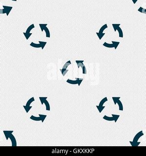 Refresh icon sign. Seamless pattern with geometric texture. Vector Stock Vector