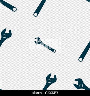 wrench icon sign. Seamless pattern with geometric texture. Vector Stock Vector