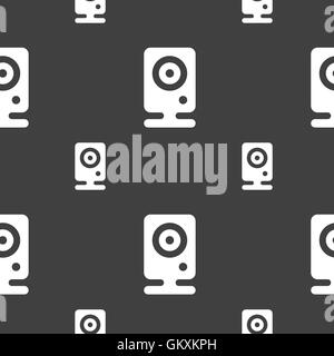 Web cam icon sign. Seamless pattern on a gray background. Vector Stock Vector