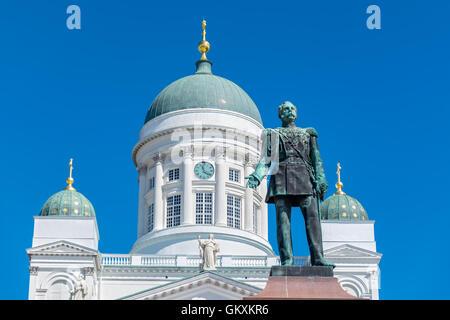 Emperor statue near Cathedral. Helsinki, Finland Stock Photo