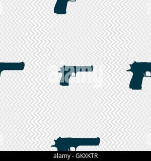 gun icon sign. Seamless pattern with geometric texture. Vector Stock Vector
