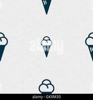 ice cream icon sign. Seamless pattern with geometric texture. Vector Stock Vector