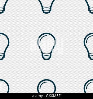 Light bulb icon sign. Seamless pattern with geometric texture. Vector Stock Vector