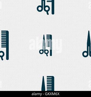 hair icon sign. Seamless pattern with geometric texture. Vector Stock Vector