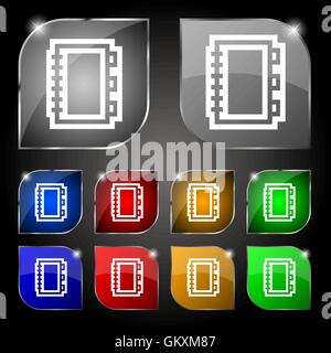 Book icon sign. Set of ten colorful buttons with glare. Vector Stock Vector