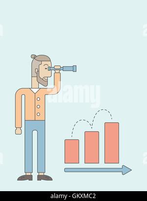 Businessman using binocular. Stock Vector