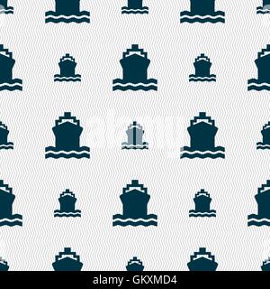 ship icon sign. Seamless pattern with geometric texture. Vector Stock Vector