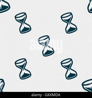 hourglass icon sign. Seamless pattern with geometric texture. Vector Stock Vector