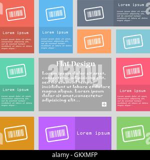 Barcode icon sign. Set of multicolored buttons with space for text. Vector Stock Vector