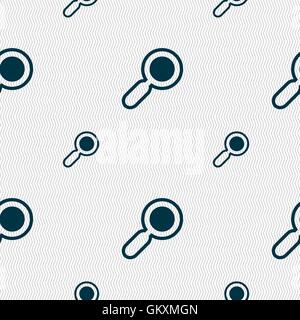 magnifying glass, zoom icon sign. Seamless pattern with geometric texture. Vector Stock Vector