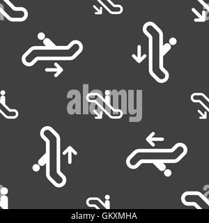 elevator, Escalator, Staircase icon sign. Seamless pattern on a gray background. Vector Stock Vector